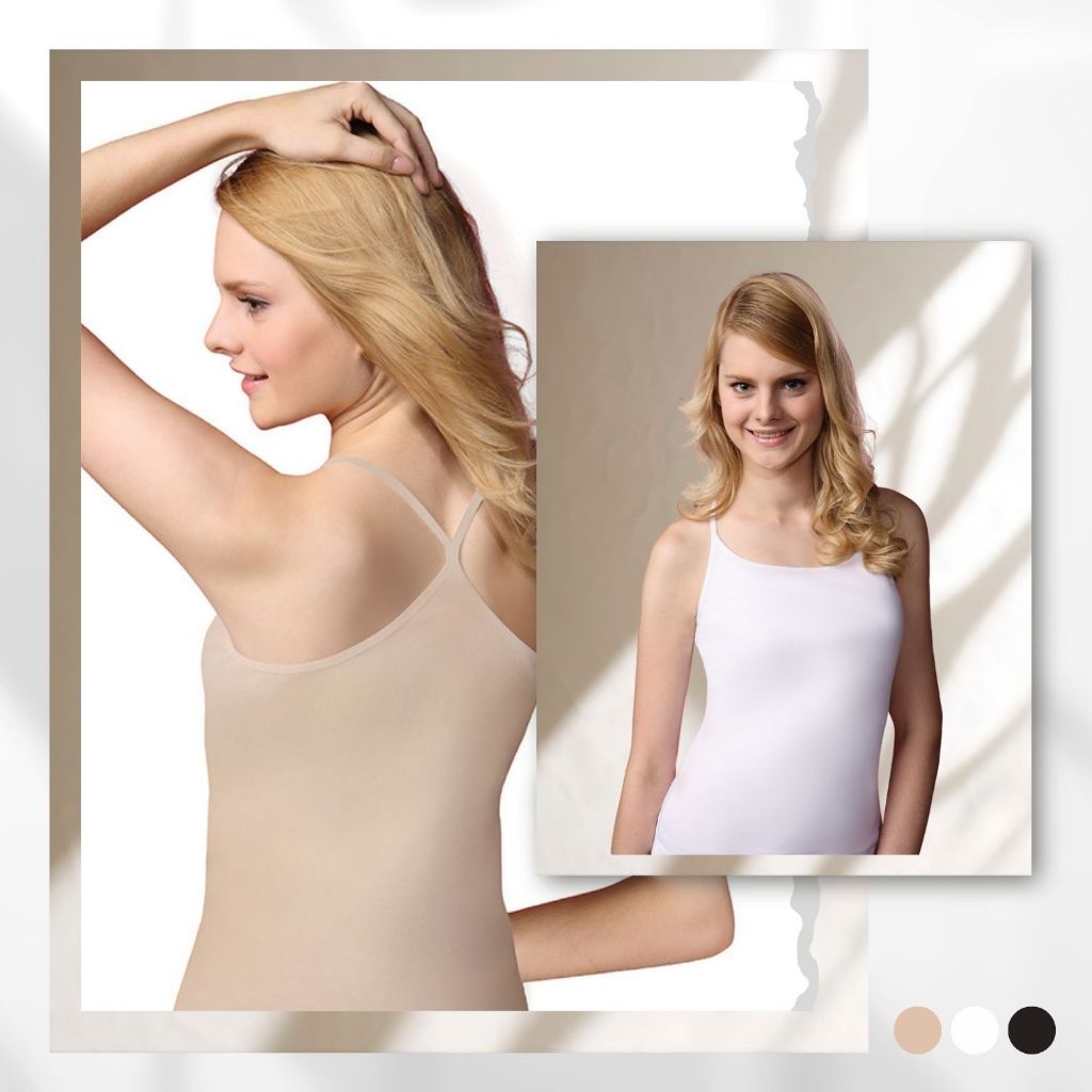 CHERILON Pure Comfort เชอรีล่อน เสื้อสายเดี่ยว Cotton 100% เกรดพรีเมียม นุ่มสบายผิว สีเนื้อ สีขาว สีดำ GIB-VCT5