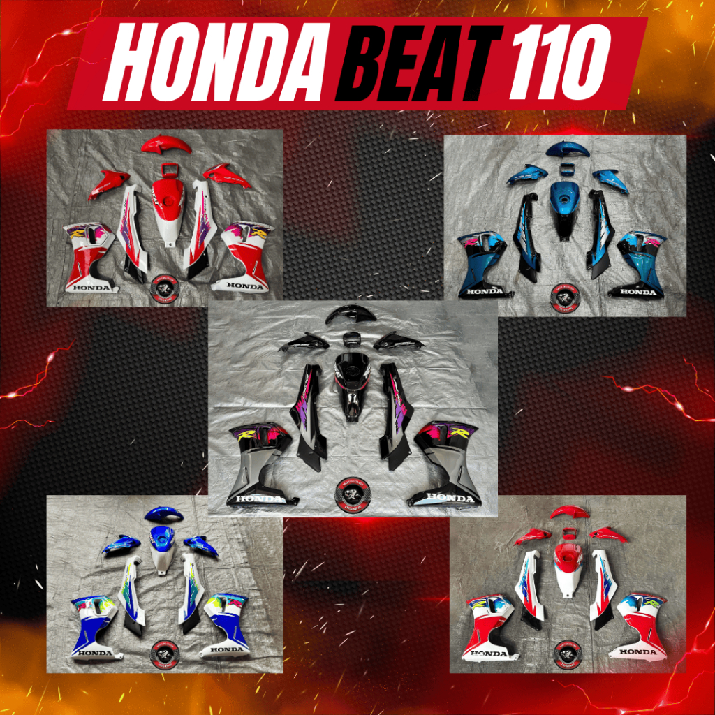 ชุดสีฮอนด้าบีท110ชุดสี honda Beat งานเคลือบทับสติ๊กเกอร์สองรอบสีอื่นๆแจ้งในแชท
