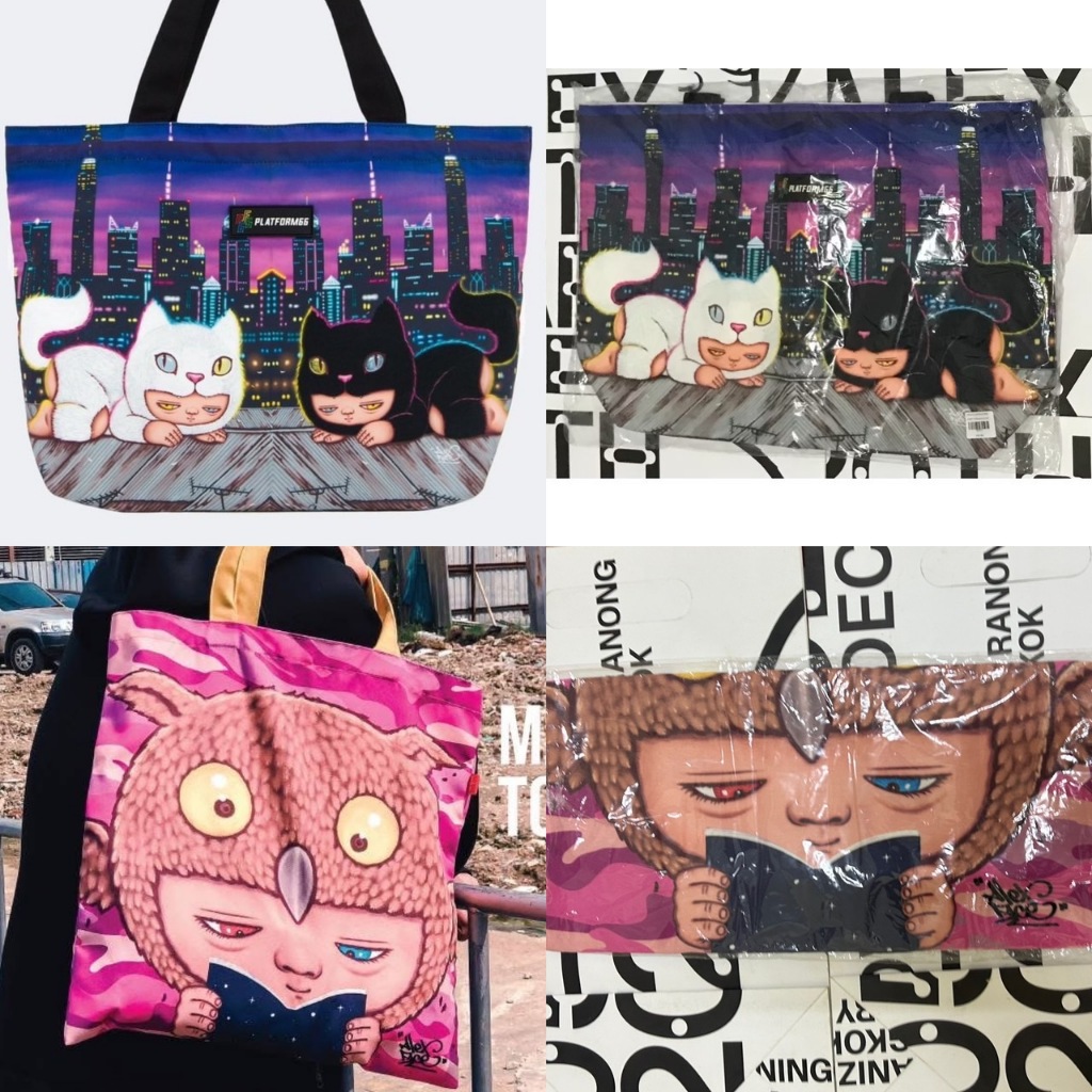 กระเป๋า PLATFORM66 ALEXFACE BKK NIGHT TOTE BAG / Tote Matichon สีชมพู