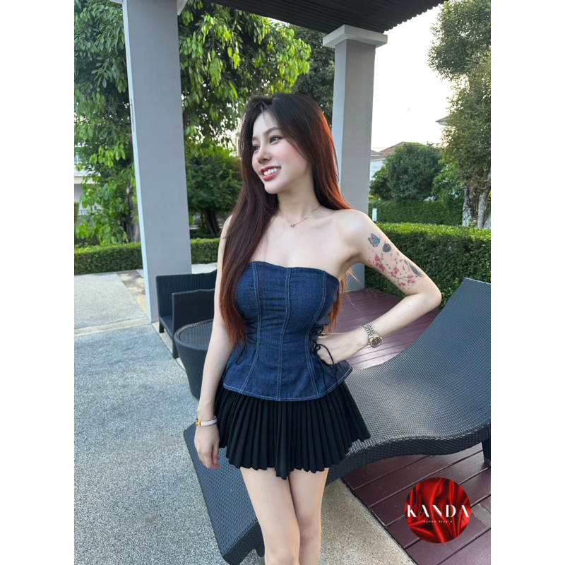 เกาะอกยีนส์ผูกข้าง kanda.studio