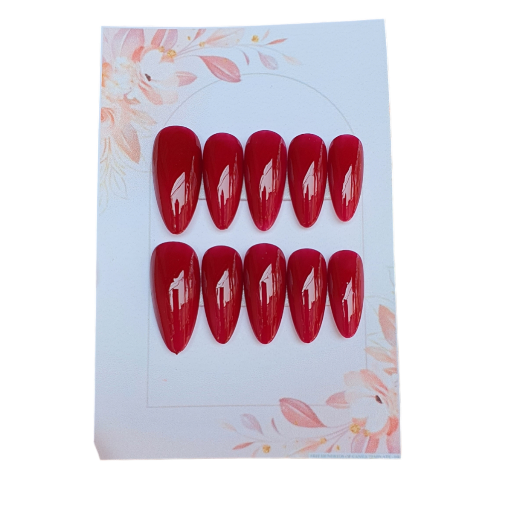 เล็บปลอม สีเจลแท้ สีไวน์แดง ฟรีกาว+ตะไบ