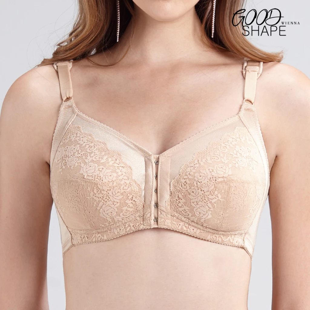 Wienna WIRELESS BRA DB47108 เสื้อชั้นใน Full Cup ไร้โครง ชุดชั้นใน แบบตะขอหน้า ไซซ์ใหญ่ สีเนื้อ สีดำ ทิวลิป คาร์เนชั่น