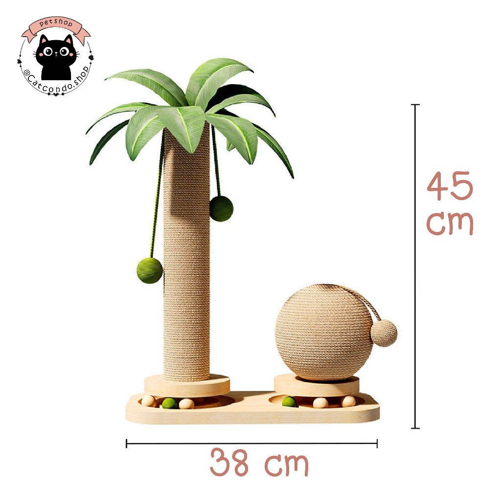 🌵 คอนโดต้นไม้+หลุมนอน+บอลให้อาหาร คอนโดต้นไม้+ลูกบอล+รางบอล ที่ลับเล็บแมว ของเล่นแมว ฝนเล็บแมว ที่ฝนเล็บแมวลูกบอล 🌵 รูปที่ 4