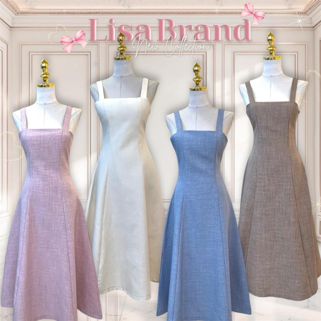 [LISA] A0770 ชุดเดรสกระโปรงยาวสายตะเกียบแต่งซิปซ่อนด้านหลัง เรียบหรูดูแพง ใส่เที่ยว ออกงาน คาเฟ่