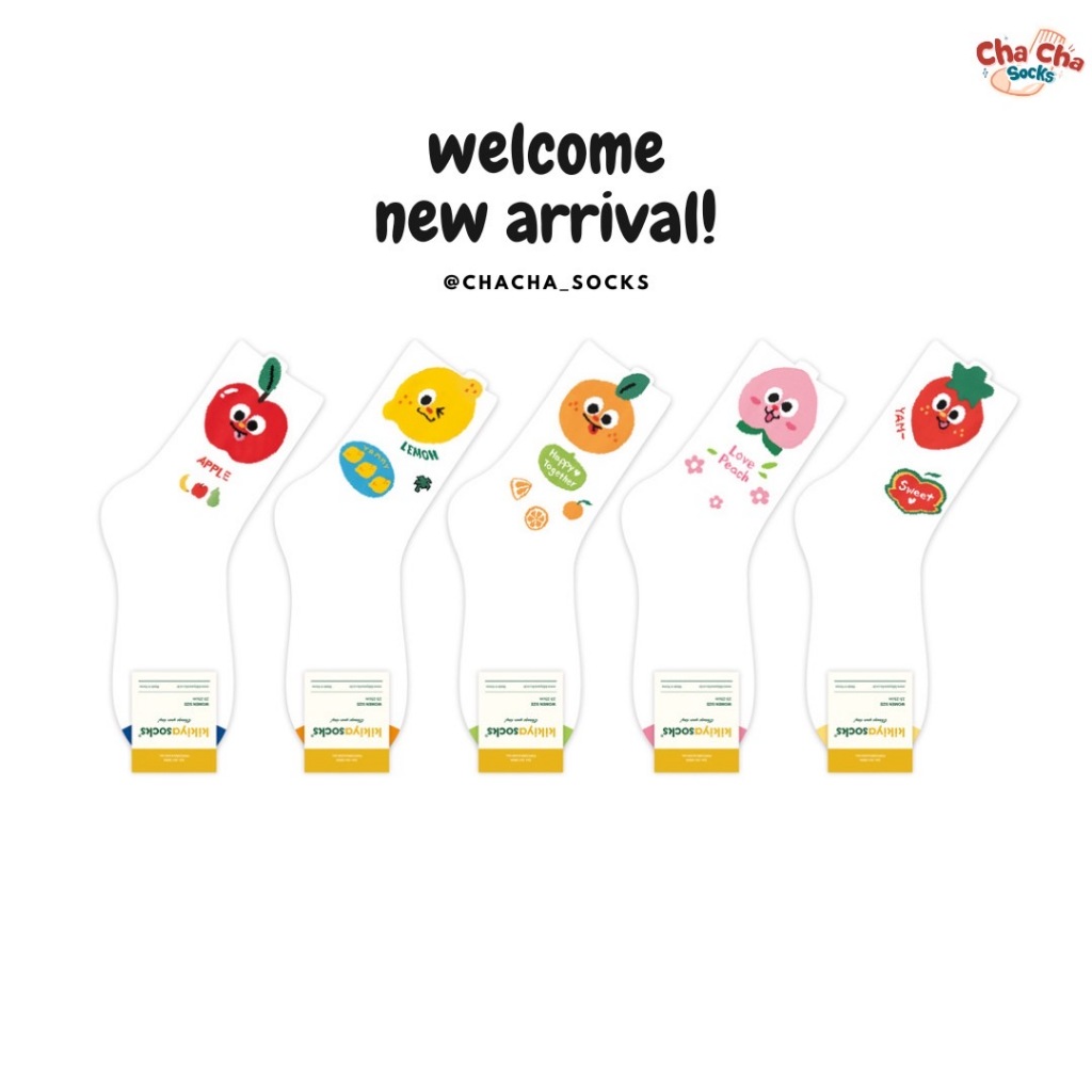Chacha socks - ถุงเท้าข้อยาว Sweet Fruits แบรนด์ kikiya ถุงเท้าเกาหลี