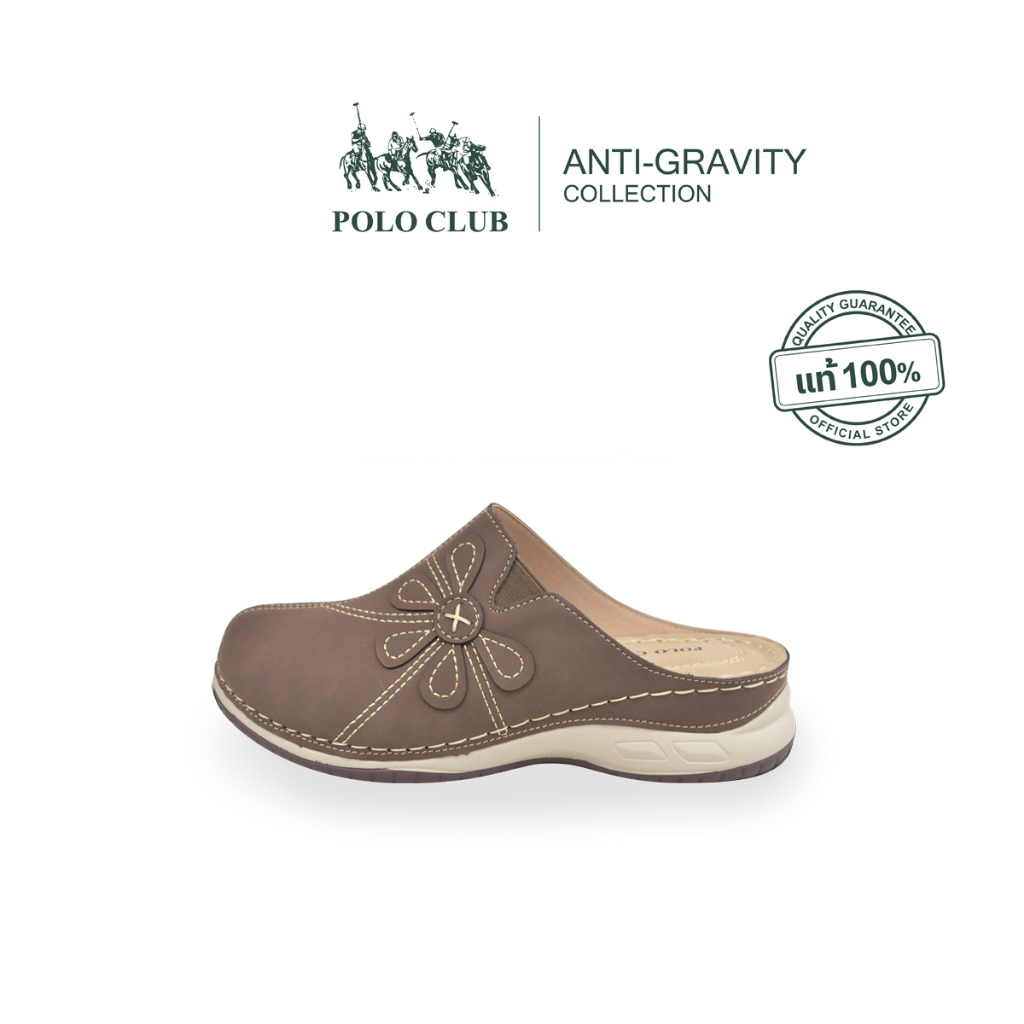 POLO CLUB รองเท้าไมโครไฟเบอร์ รุ่นP1951 สีน้ำตาล | รองเท้าปิดหัว รองเท้าปิดหัวเปิดส้น