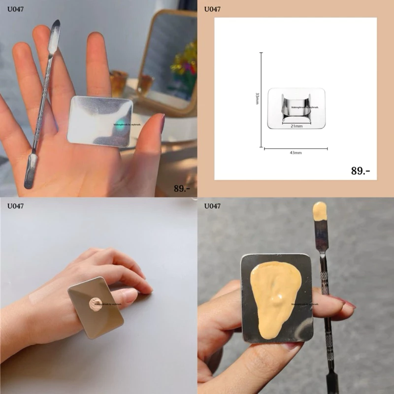 Makeupbrush รุ่นU047 ร้านไทยแท้ จานผสมรองพื้น ถาดผสมรองพื้นสีแต่งหน้า ช่างแต่งหน้า แหวน คล้องนิ้วได้