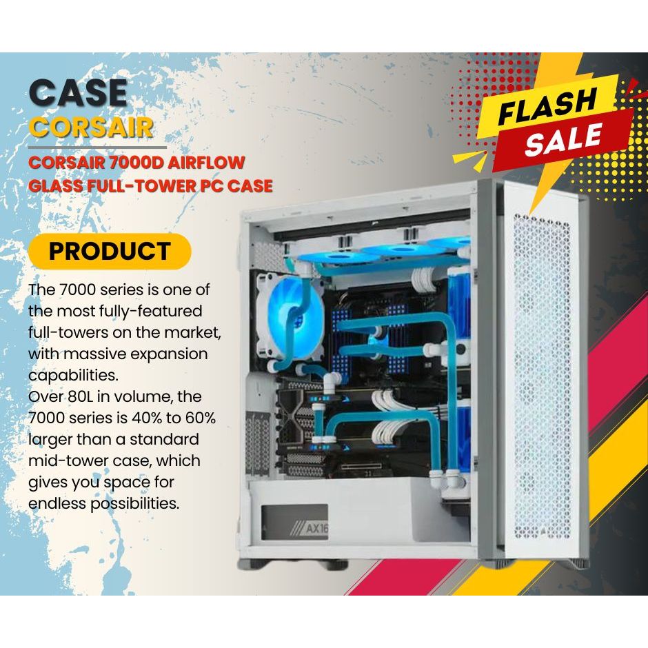 CORSAIR 7000D AIRFLOW TEMPERED GLASS FULL-TOWER -WHITE *เคส