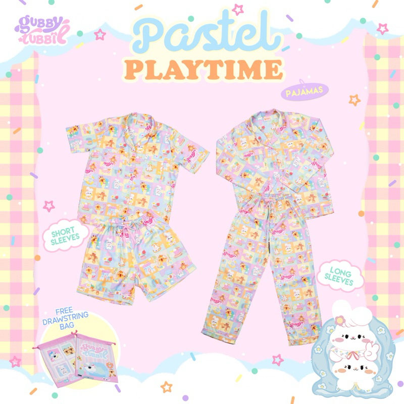 [Gubby&Tubbie] ชุดนอนลายน่ารัก แขนยาว ขายาว รุ่น Pastel Playtime