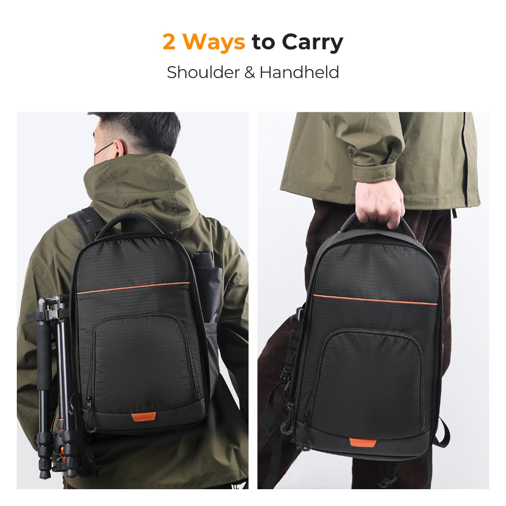 K&F CONCEPT Camera Backpack Black Waterproof Can Hold 15.6-inch LaptopPhotographyBackpackCapacity18L
