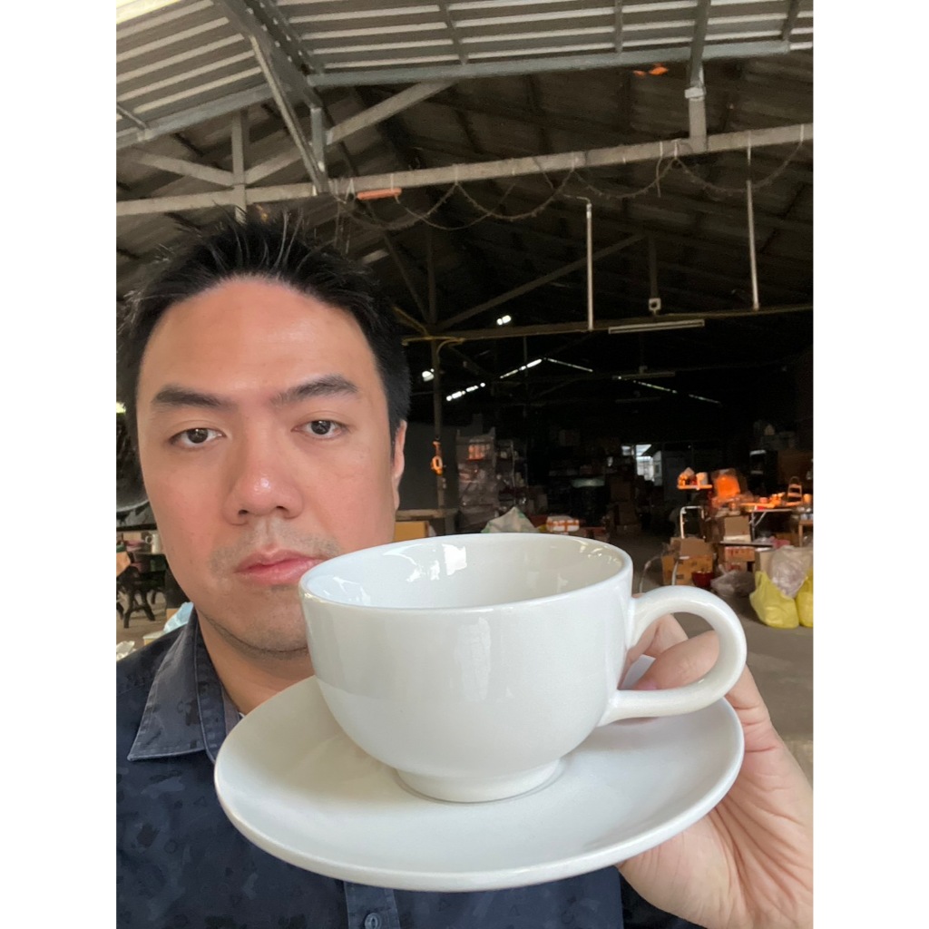 ชุดกาแฟ แก้วกาแฟร้อน แก้วลาเต้ร้อนแก้วอเมริกาโน่ร้อน สีขาวล้วน ขนาด 8oz แก้วกาแฟเซรามิคพร้อมจานรอง เข้าไมโครเวฟได้