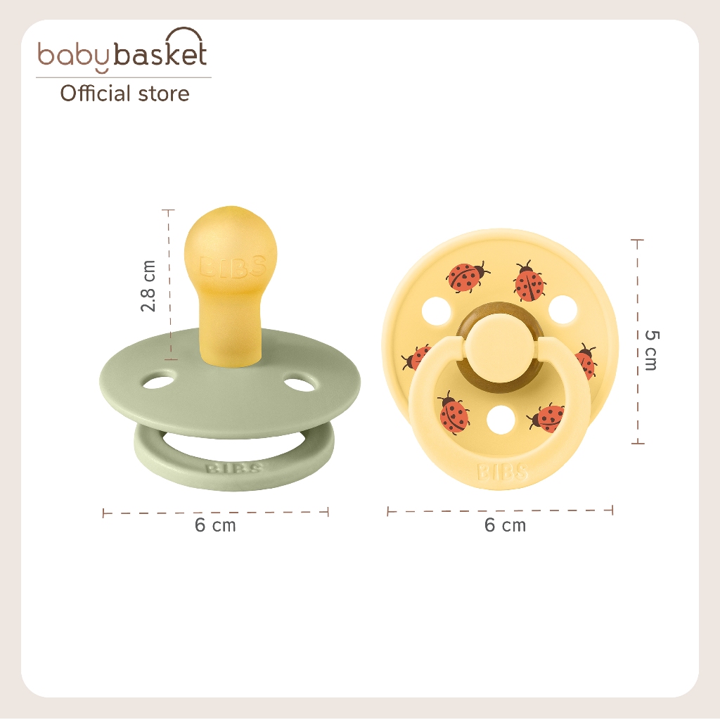 จุกหลอกทรงกลม Bibs Studio Collection Urban Garden Size 2 จุกหลอกยางธรรมชาติ 100% สำหรับเด็ก 6 เดือนขึ้นไป 1 แพ็ค 2 ชิิ้น