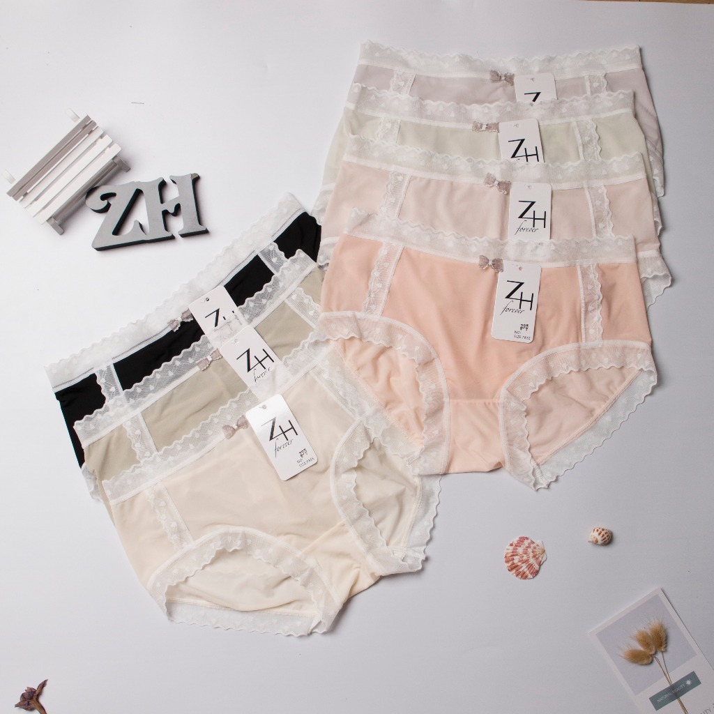 ZH.295 กางเกงในเอวต่ำผ้าลื่นสไตล์ญี่ปุ่น   สินค้าพร้อมส่ง6สี