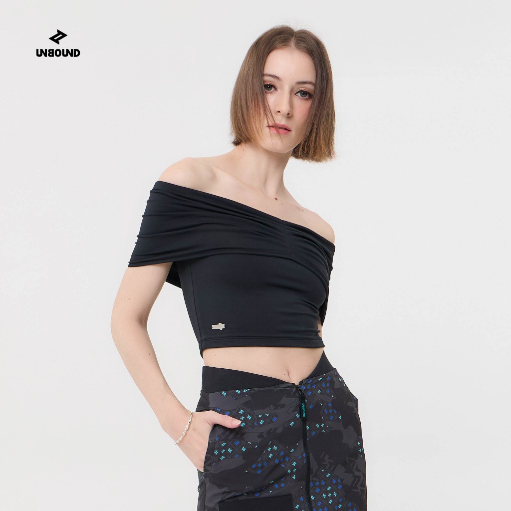 UNBOUND ASTRO CAMO STELLA NOVA OFF-SHOULDER TOP (BLACK) เสื้อเปิดไหล่สีดำ