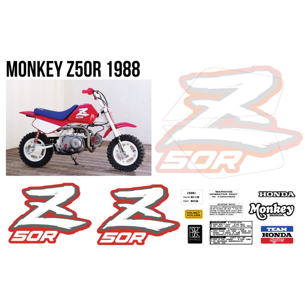 สติ๊กเกอร์ ชุด ติดรถ มังกี้ Z50R ระหว่างปี 1989-1998