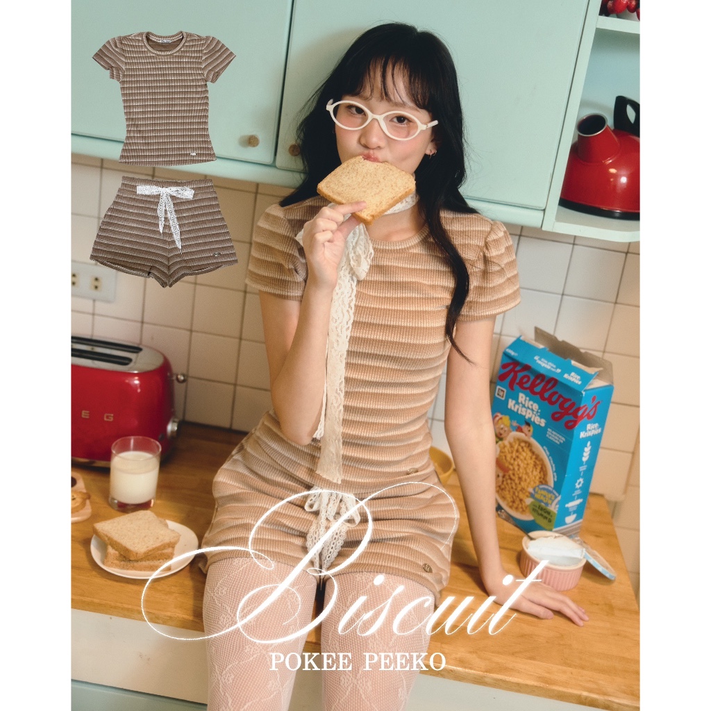 POKEE | BISCUIT TOP&SHORTS เสื้อและกางเกง (Knitted Fabric)