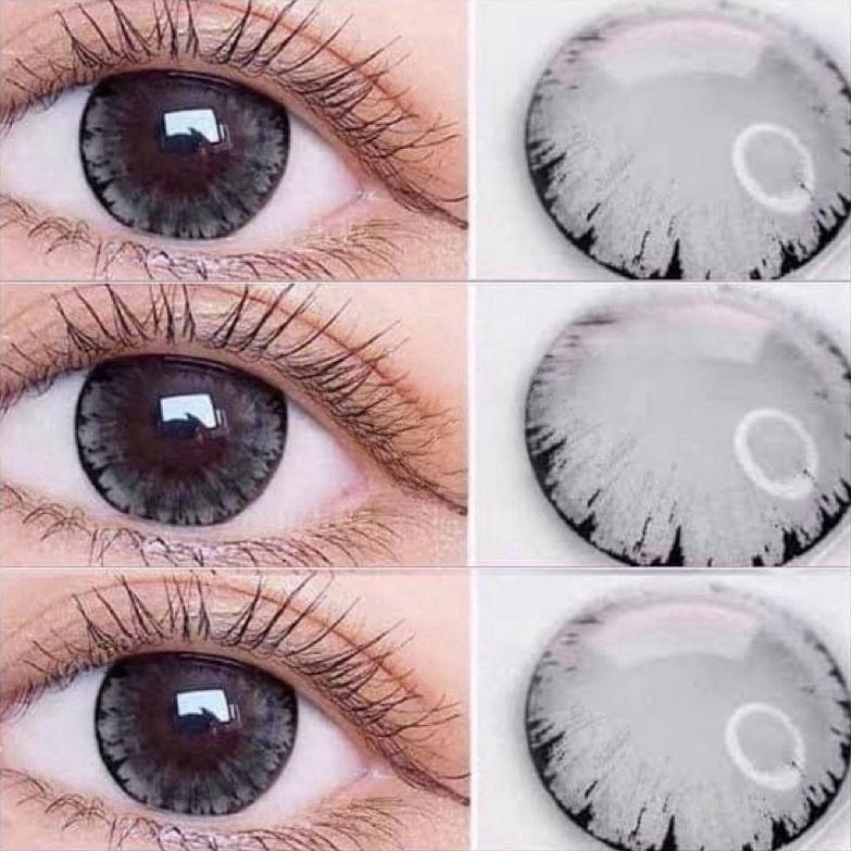 Midroo คอนแทคเลนส์ ขยายรูม่านตา คอนแทคเลนส์สีเทา DIA 14.5มม Shiny Black รายเดือน เลนส์