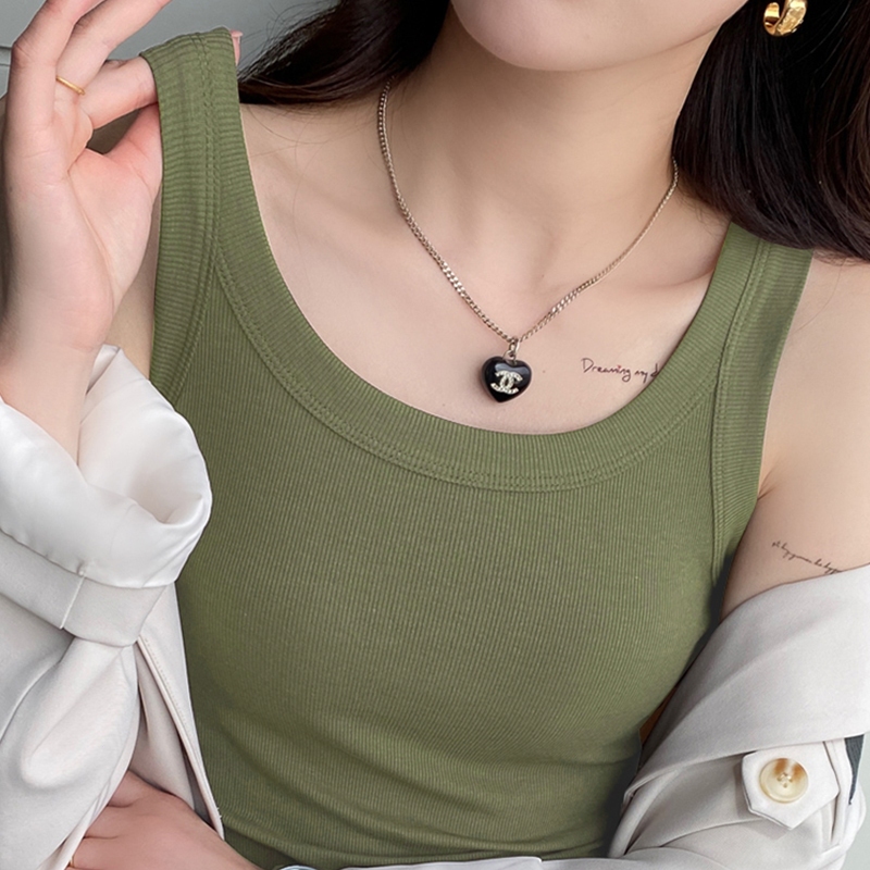 เสื้อกั๊กสีทึบสำหรับเด็กผู้หญิง มีบราในตัว ฟองน้ำในตัว มีบราในตัว เสื้อแขนกุด สาวอวบใส่ได้ - รูปที่ 6