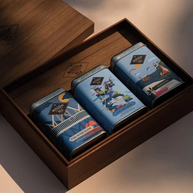 เซตชามอนซูนที Thailand Blends Oolong Tea (Set 50gx3)ชุดของขวัญในกล่องไม้แฮนด์เมดเรียบหรูจากเชียงใหม่