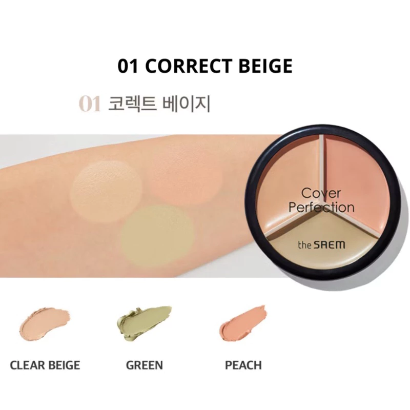 The Saem Cover Perfection Triple Pot Concealer คอนซีลเลอร์ 3 หลุม คอนซีลเลอร์ เนื้อบาล์ม