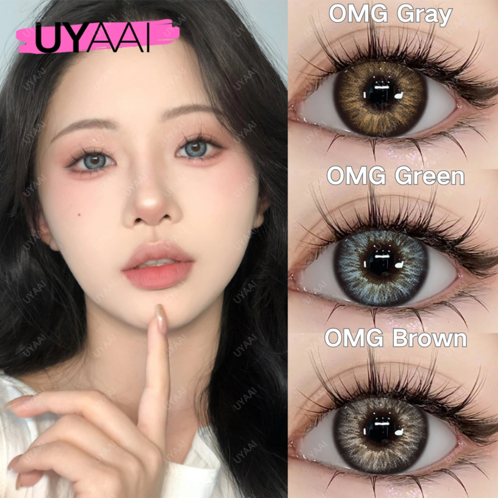 2PCS/1Pair คอนแทคเลนส์สี มีค่าสายตา 0.00~-6.00 OMG รายเดือน ชุดคอนแทคเลนส์ รายเดือน ปริมาณน้ำ 42% Co