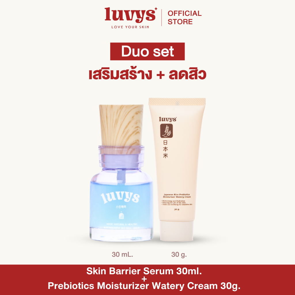 [Duo Set] luvys Pre Serum 30mL.  - Skin Barrier + Prebiotics Moisturizer 30g. - pH Balance