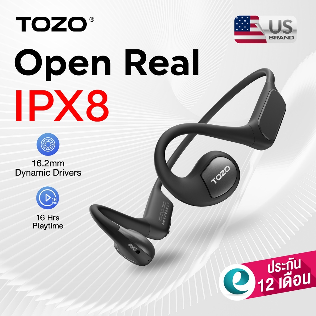 (ประกันศูนย์ไทย1ปี)  TOZO OpenReal หูฟังบลูทูธ หูฟังไร้สาย หูฟังออกกำลังกาย  Open-ear Design Bluet