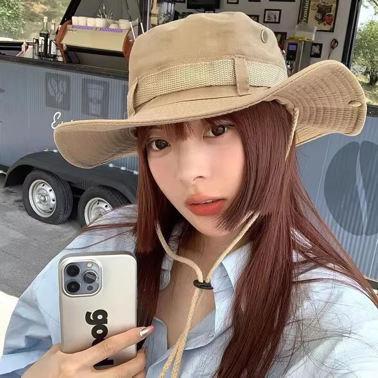 หมวกบักเก็ต เดินป่า กันแดด มีกระดุมและสายคล้องคอ thumbnail 3