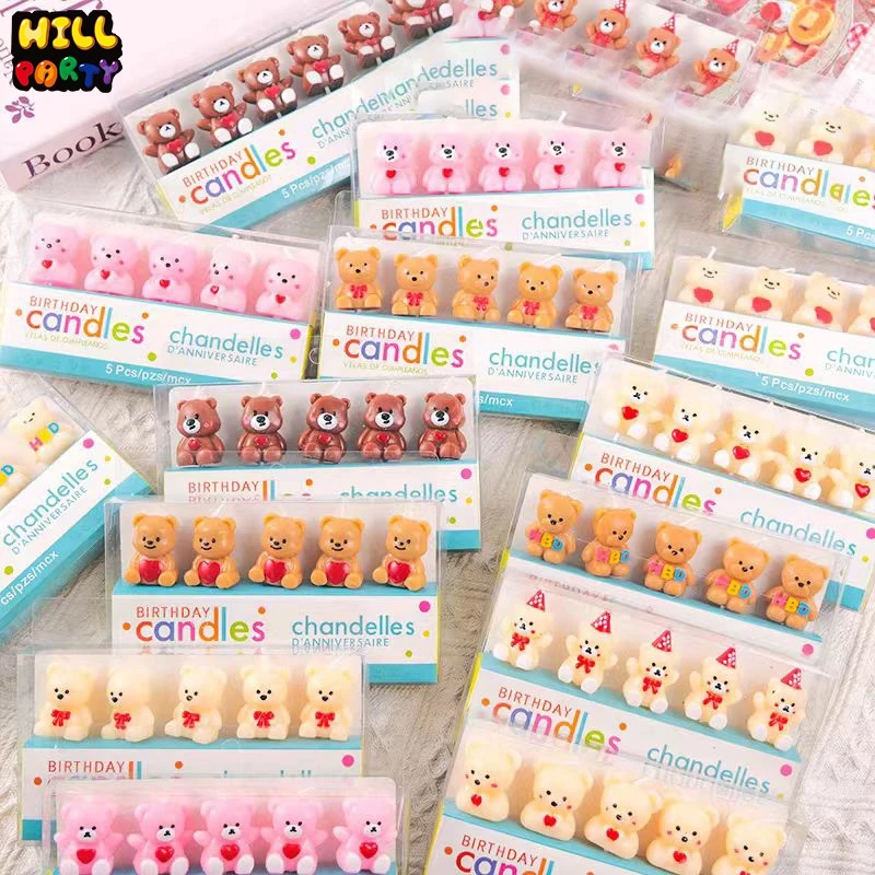 เทียนน้องหมี เทียนวันเกิด หมีน้ำตาล หมีชมพู หมีครีม มีหลายแบบ บรรจุ 1ชิ้น/ซอง