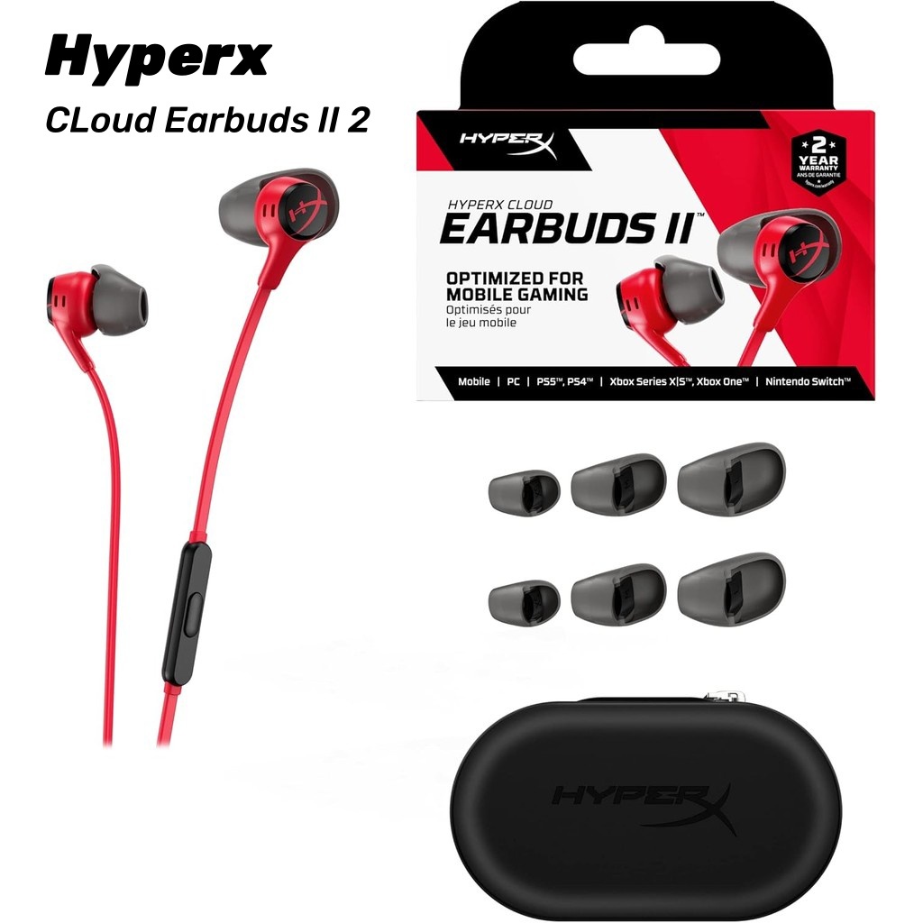 HyperX Cloud Earbuds II หูฟังอินเอียร์เล่นเกม ไมค์คมชัด เสียงสมจริง