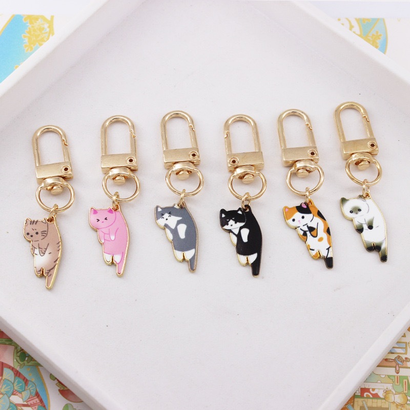 จี้พวงกุญแจโลหะ พวงกุญแจแมวการ์ตูนน่ารัก ตกแต่งกุญแจ(6 สีให้เลือก)