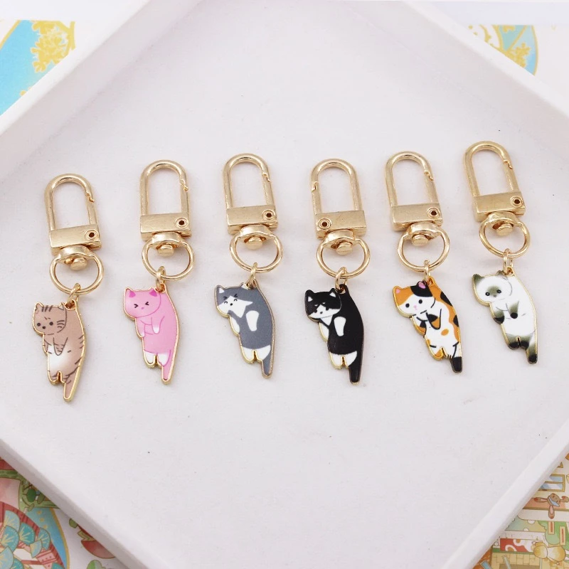 จี้พวงกุญแจโลหะ พวงกุญแจแมวการ์ตูนน่ารัก ตกแต่งกุญแจ(6 สีให้เลือก)