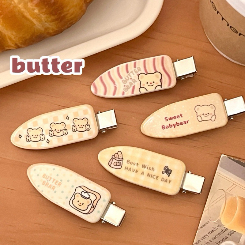Cute 336 กิ๊บติดผม กิ๊บหนีบผมปากเป็ด หมีเนย 2 ชิ้น/แพ็ค