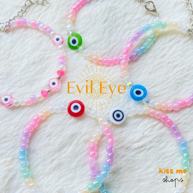 Evil Eye ดวงตาปีศาจ กำไลข้อมือ กำไลลูกปัด กำไลข้อมืออีวิลอาย สายมู