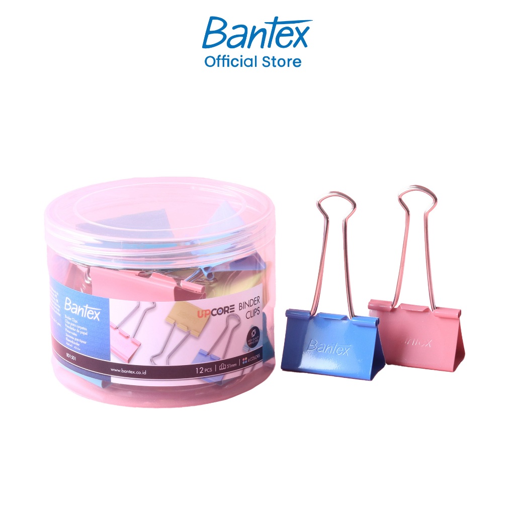 Bantex คลิปหนีบกระดาษ คลิปหนีบเอกสาร สีสดใส 12 - 60 ชิ้น ขนาด15/ 19/ 25/ 32/ 40/ 51มม. Binder Clip