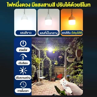 【รับประกัน30ปี】หลอดไฟโซล่าเซลล์ โซล่าเซลล์ ไฟตุ้ม3สี ไฟตั้งแคมป์ หลอดไฟโซล่าเซลล์ AW-150000-1200000w เปิด-ปิด อัตโนมัติ