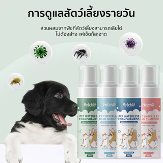 Petcho โฟมอาบน้ำแห้งสัตว์เลี้ยง แชมพูแมว แชมพูสุนัข โฟมอาบน้ำแห้ง​ กระต่าย​ กลิ่นหอม สะอาด ดับกลิ่น 200mlขนาดการเดินทาง