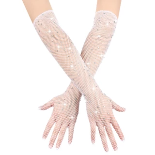 ถุงมือตาข่ายดิดเพชร ถุงมือแฟชั่น