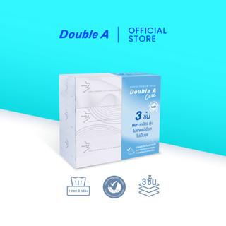 [1แพ็ก แบบกล่อง] Double A Care เพียว & พรีเมียมทิชชู หนา 3 ชั้น แบบกล่อง 90 แผ่น/กล่อง (แพ็ก 3 กล่อง)