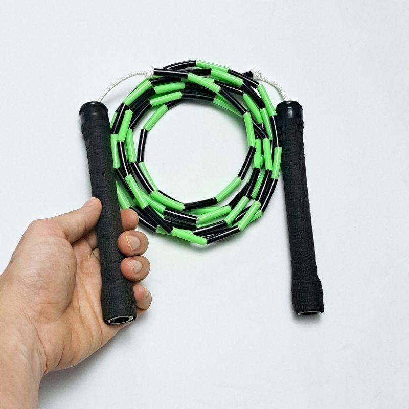 JTR Beaded Jump Rope | เชือกกระโดดลูกปัด (Black Beads + Color Beads) | 18cm Handles