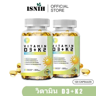ISNIH Vitamin D3 K2 Capsule วิตามิน D3 K2 เพิ่มความหนาแน่นของกระดูก 120 แคปซูลมังสวิรัติ