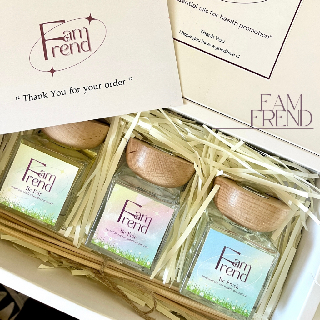 Famfrend | essential oils น้ำมันหอมระเหยเพื่อสุขภาพ ปริมาณ 75 ml (แบบ set 3 กลิ่น)