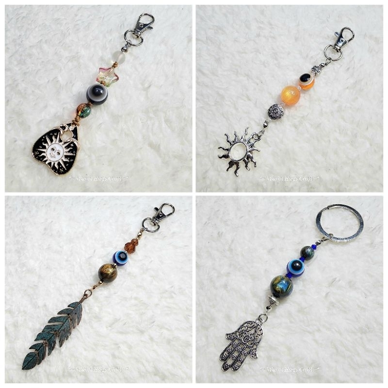 Keychain >> EVIL EYE 🧿 พวงกุญแจ ที่ห้อยมือถือ ที่ห้อยโทรศัพท์ | เครื่องราง ปกป้อง Hamsa Wicca Clover