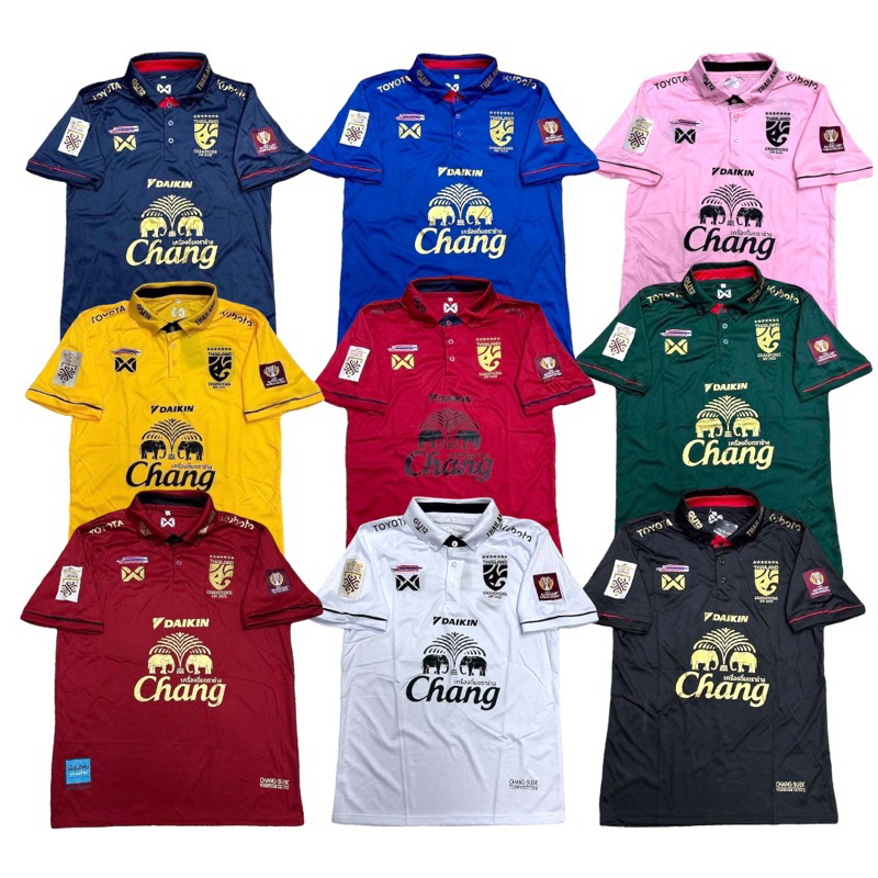 เสื้อกีฬาเสื้อบอลคอปกงานปักโลโก้ทีมชาติไทยเสื้อกีฬาโปโล