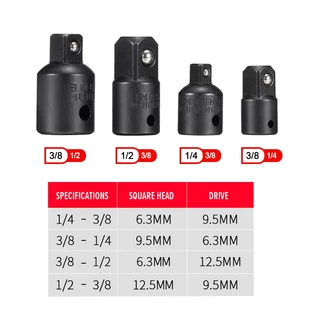 4ชิ้น หัวต่อบล็อก บล็อกข้อต่อเพิ่ม ตัวแปลงลูกบล็อกประแจ Sockets Screwdriver Converter Kit 1/2">3/8" 1/4">3/8" 3/8">1/2"