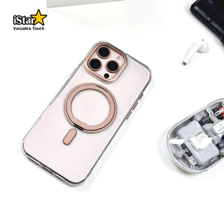 iStar เคสใสวงแหวนแม่เหล็กตั้งได้ For iphone 17ProMax 17 16ProMax 16 15 14 13 For Samsung S26ultra S25ultra s24ultra