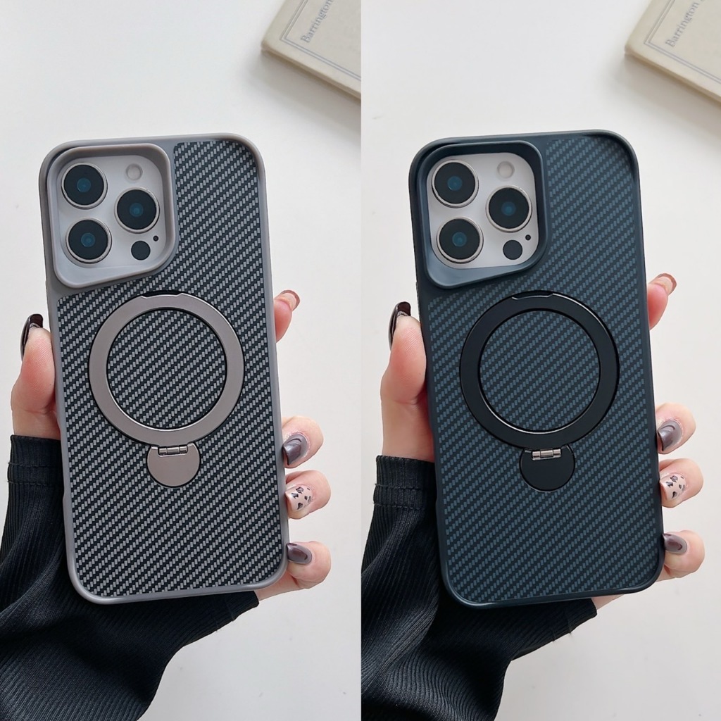 เคส ขาตั้ง ลายเเคฟล่า(หมุน360) IPHONE - 14PM 15PM 16 16PM 17 17air 17pro 17PM