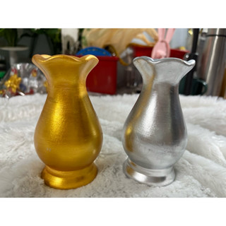 แจกันเซรามิก แจกันใส่ดอกไม้ แจกันเงินทอง ขนาด 10 × 5 เซนติเม…