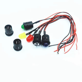 LEDไดโอด 8มม. 5มม. 3V-12V พร้อมหลอดไฟสี ฝาครอบดำ 12 มม. พร้อมสายไฟ 20 ซม.