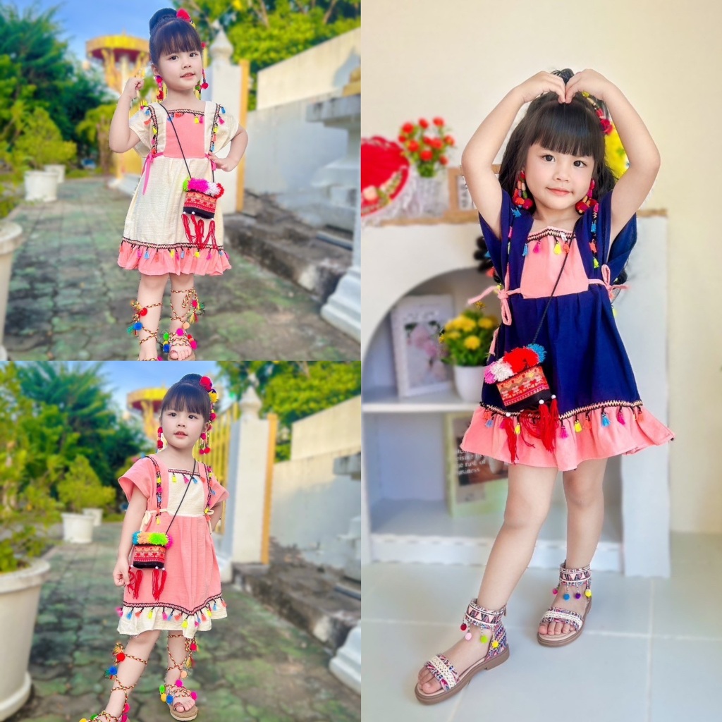 ชุดเดรสดอยเด็ก ระบายพอกนุ่มน่ารักๆใส่สบาย มีตั้งแต่1-10 ขวบ